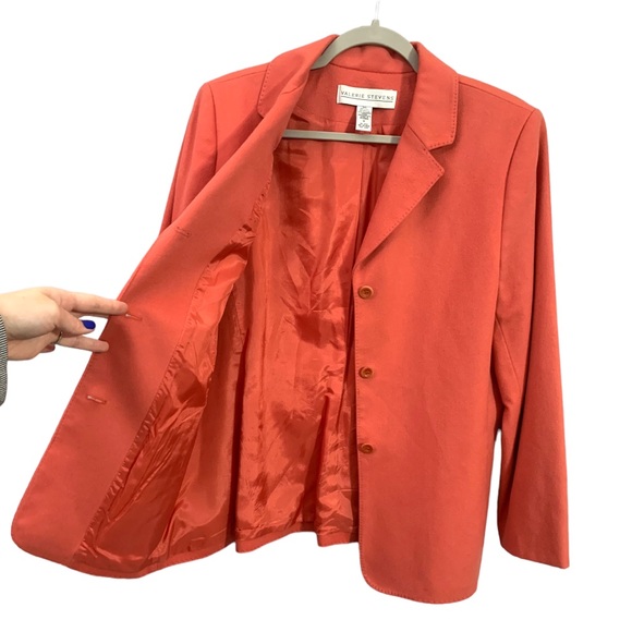 Vintage Valerie Stevens Coral Wool Nylon Cashmere Blend Women’s Blazer Size 12 - Picture 6 of 8